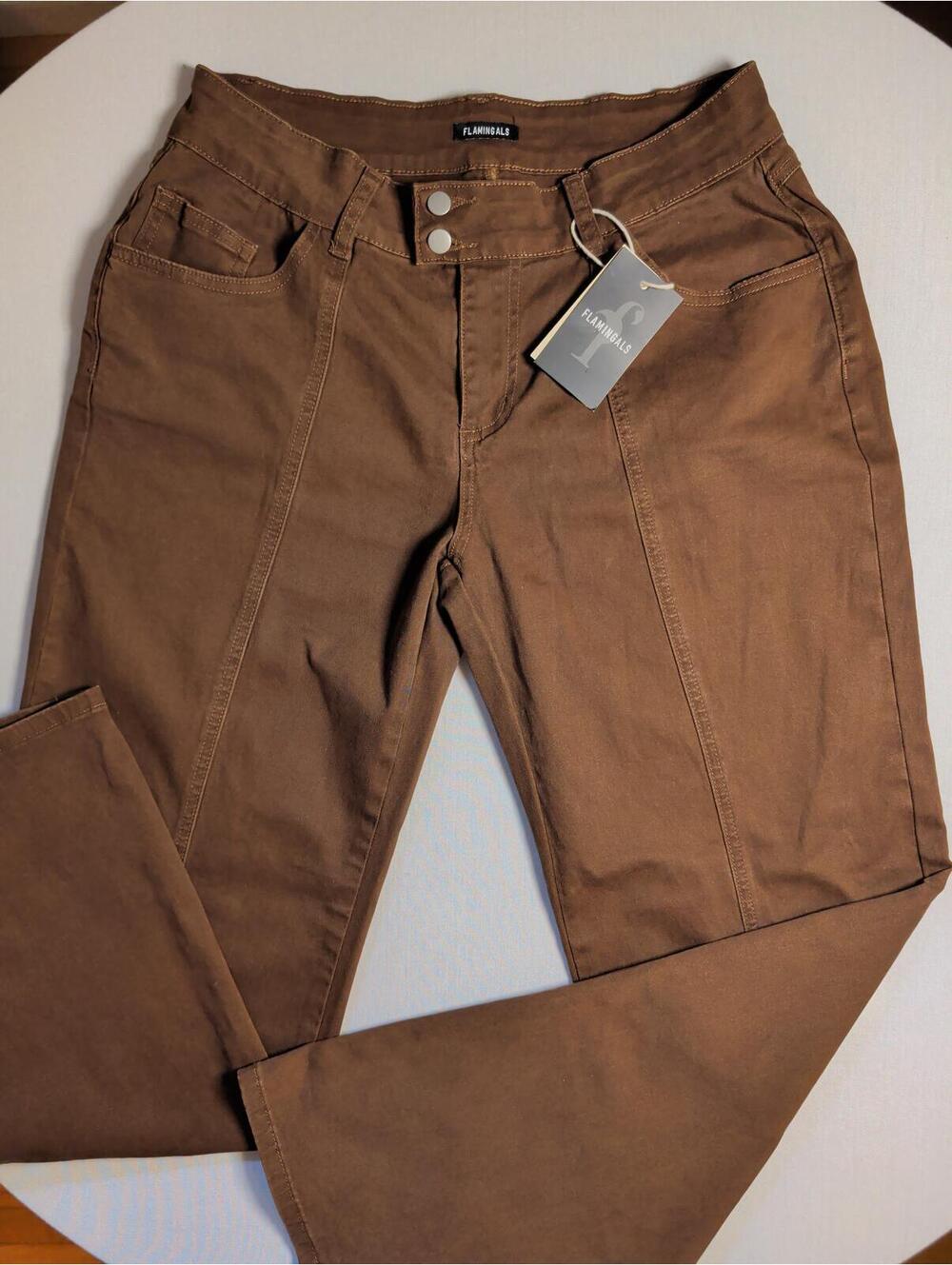 Flamingals Brown High-Rise Curve Fit Jeans Pants Size M NWT